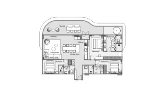Apartment floor plan, 3 bedrooms in Laguna Beach Residences Bayside No. 11008